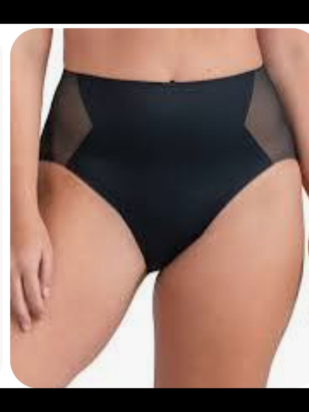 High-Waist Shaping Briefs With Sheer Side Panels - Black